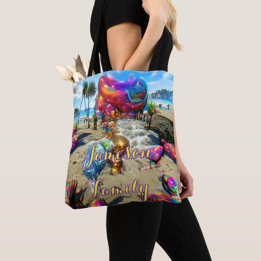 Aangepaste Familie Strand Canvas tas met Zand Welk (Dichtbij)