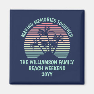Aangepaste familie vakantie retro tropische strand magneet