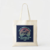 Aangepaste familie vakantie retro tropische strand tote bag (Voorkant)
