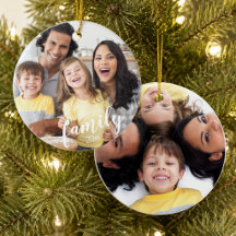 Aangepaste FAMILIE (witte tekst) 2-Foto Aandenken