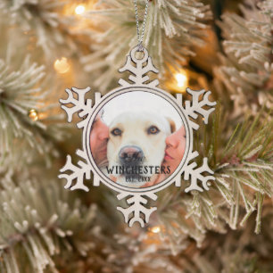 Aangepaste familiefoto afbeelding afbeelding geper tin sneeuwvlok ornament
