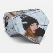 Aangepaste Familiefoto Gepersonaliseerde Hals Stropdas (Opgerold)