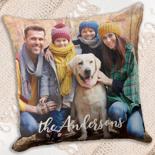 Aangepaste familiefoto gepersonaliseerde moderne k kussen