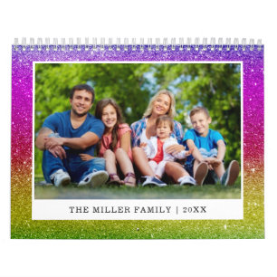 Aangepaste familiefoto Glitter Ombre Sparkling 202 Kalender