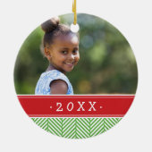 Aangepaste familiefoto-keepaardfeestdag keramisch ornament (Achterkant)