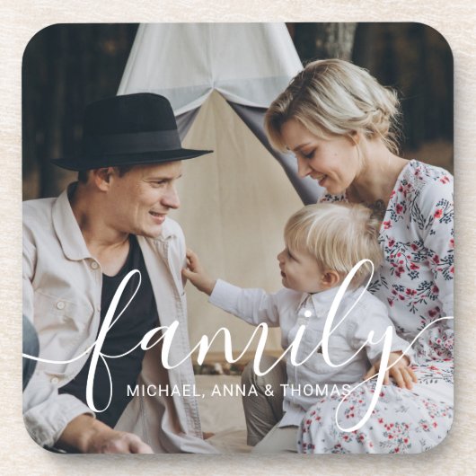 Aangepaste familiefoto met aangepaste naam bier onderzetter (Voorkant)