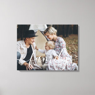 Aangepaste familiefoto met aangepaste naam canvas afdruk