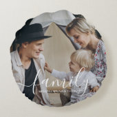 Aangepaste familiefoto met aangepaste naam rond kussen (Achterkant)
