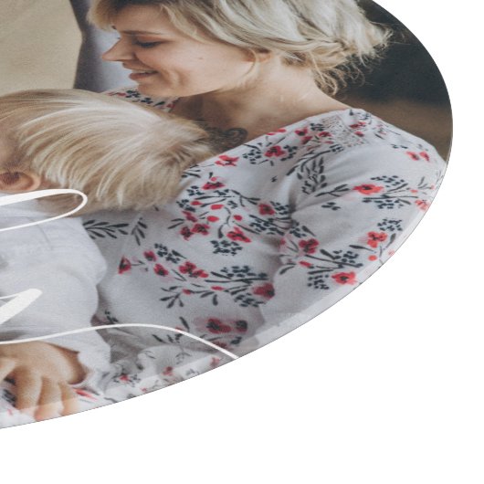 Aangepaste familiefoto met aangepaste naam snijplank (Hoek)