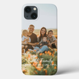 Aangepaste familiefoto met aangepaste namen iPhone 13 hoesje