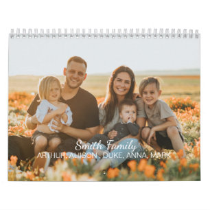 Aangepaste familiefoto met aangepaste namen kalender