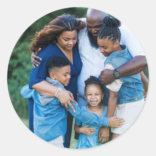 Aangepaste familiefoto ronde sticker (Voorkant)