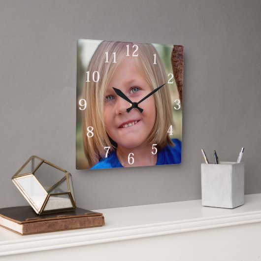 Aangepaste familiefoto vierkante klok (Kantoor)