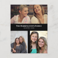 Aangepaste familiefotocollage met 3 secties en zwa
