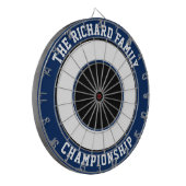 Aangepaste familienaam aangepast blauw dartboard dartbord (Voorkant Links)