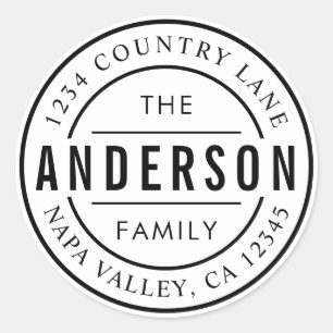 Aangepaste familienaam   Creëer Uw eigen retouradr Ronde Sticker