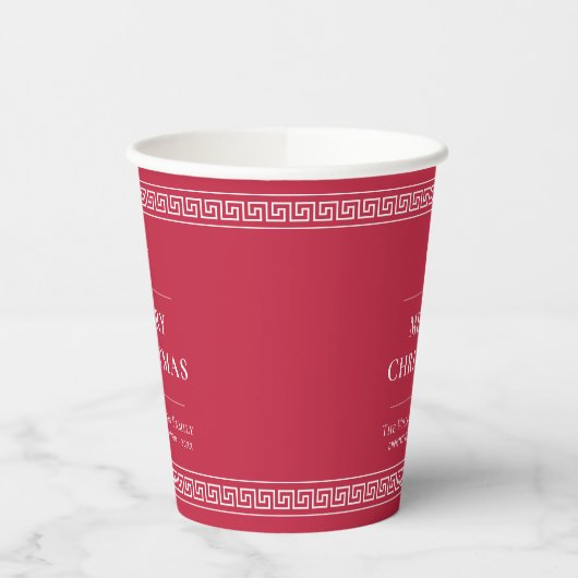 Aangepaste familienaam Elegant Red Christmas Party Papieren Bekers (Links)