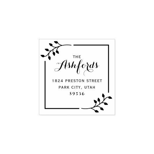 Aangepaste familienaam Foliage Corners Retouradres Rubberstempel (Afrduk)