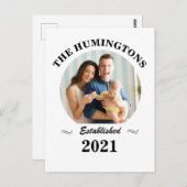 Aangepaste familienaam, foto en oprichtingsjaar briefkaart (Voorkant / Achterkant)
