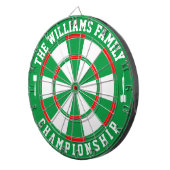 Aangepaste familienaam gepersonaliseerd groen wit dartbord (Voorkant Rechts)