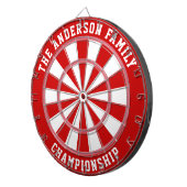 Aangepaste familienaam gepersonaliseerd rood dartb dartbord (Voorkant Rechts)