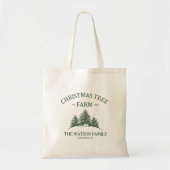 Aangepaste Familienaam Kerstboom Boerderij Retro Tote Bag (Voorkant)