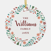 Aangepaste familienaam kerstfeestdag keramisch ornament (Voorkant)