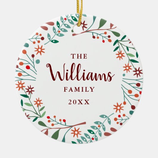 Aangepaste familienaam kerstfeestdag keramisch ornament (Voorkant)