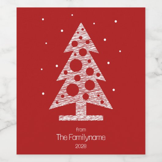 Aangepaste familienaam Kerstwijnlabel Wijn Etiket (Enkel label)