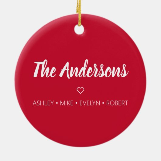 Aangepaste familienaam Laat het kerstrood sneeuwen Keramisch Ornament (Achterkant)