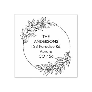 Aangepaste familienaam met bladeren 	rubberstempel