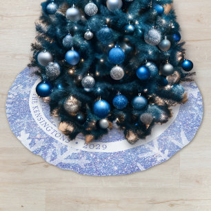 Aangepaste Familienaam met Blauwe Sneeuwvlokken Ke Kerstboom Rok