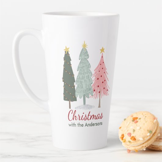 Aangepaste familienaam Modern Minimalistisch Kerst Latte Mok (In situ)