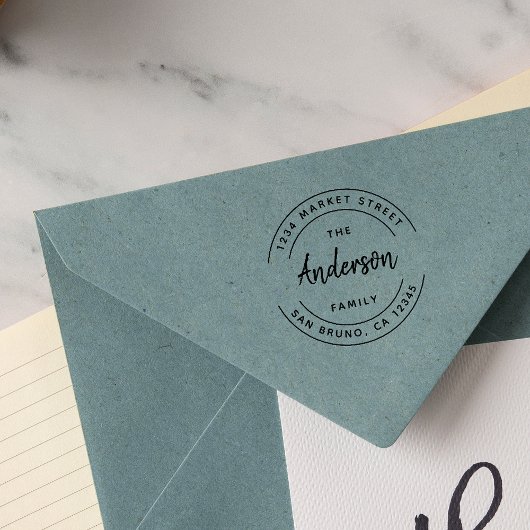 Aangepaste familienaam | Modern retouradres Rubberstempel