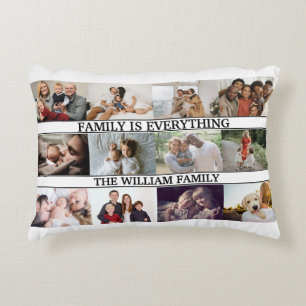 Aangepaste familienaam, monogram en foto's van 12 accent kussen