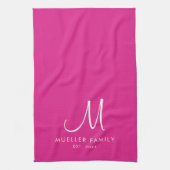 Aangepaste familienaam Monogram Sjabloon Trendy ro Theedoek (Verticaal)
