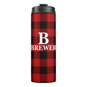 Aangepaste familienaam Red Tartan Thermal Tumbler Thermosbeker