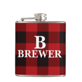 Aangepaste familienaam Red Tartan Vinyl Flask Heupfles (Voorkant)