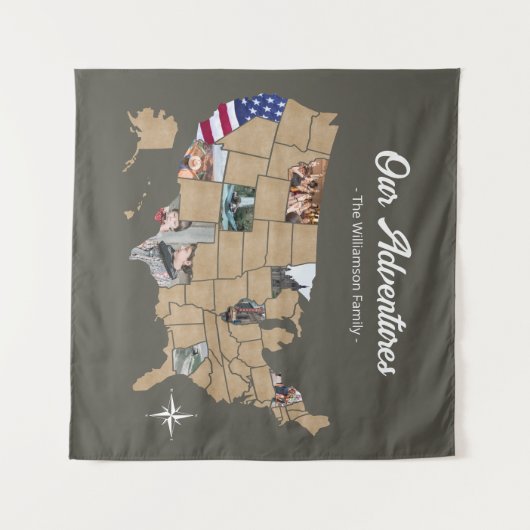 Aangepaste familienaam Reis Verenigde Staten Foto Wandkleed (Voorkant (horizontaal))