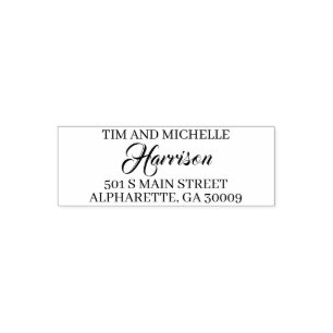 Aangepaste familienaam Retouradres Sticker, Whimsy Zelfinktende Stempel