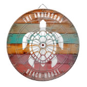 Aangepaste familienaam Rustic Beach House Dartboar Dartbord (Voorkant)