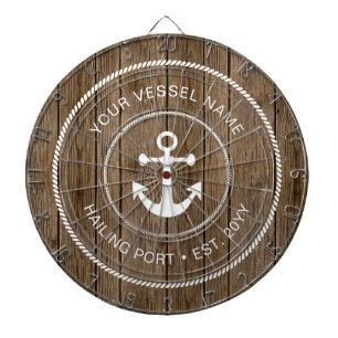 Aangepaste familienaam Rustic hout Nautilische ank Dartbord