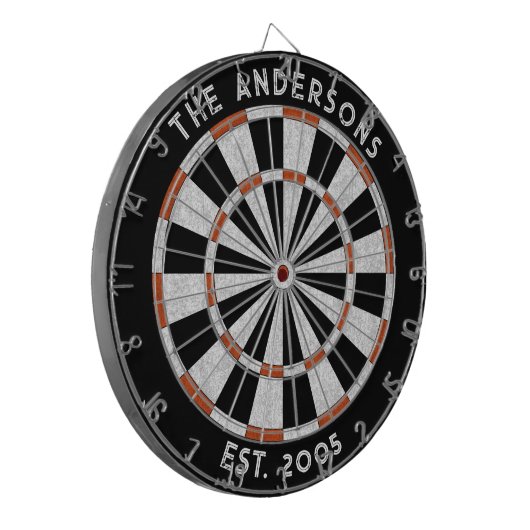 Aangepaste familienaam Rustiek Zwart Wit Dartboard Dartbord (Voorkant Links)