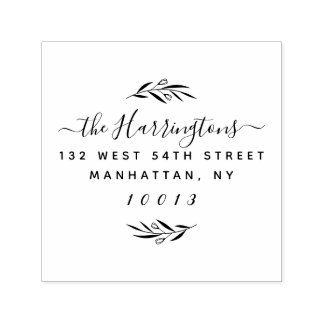 Aangepaste familienaam Script & Branch Retouradres Zelfinktende Stempel