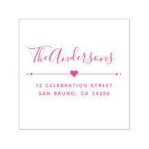 Aangepaste familienaam Script & Retouradres Fuchsi