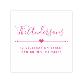 Aangepaste familienaam Script & Retouradres Fuchsi Zelfinktende Stempel