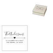 Aangepaste familienaam Script & Retouradres Houten Rubberstempel (Gestempeld)