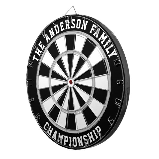 Aangepaste familienaam speciaal zwart dartboard dartbord (Voorkant Rechts)