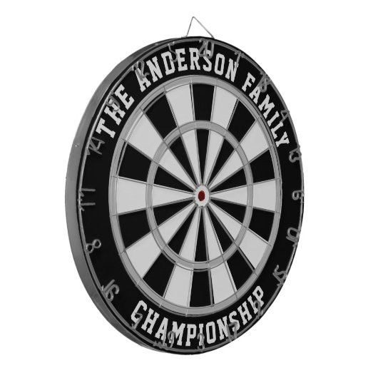 Aangepaste familienaam speciaal zwart dartboard dartbord (Voorkant Links)