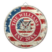 Aangepaste familienaam Uil Rustieke Amerikaanse vl Dartbord (Voorkant)